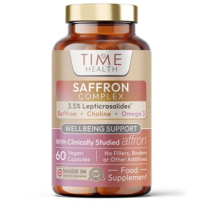Affron Saffron Complex - Saffron, Choline, Quercetin & Omega 3-3.5% Leptricrosalides - Contains Crocins, Crocetin and Safranal - 60 Capsules - UK Made - Zero Additives - Vegan - Pullulan