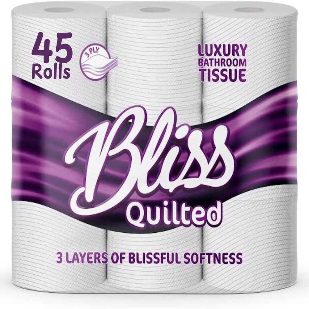 45 Bliss Essence Luxury Quilted 3Ply 3 ply Bathroom Toilet Tissue Rolls