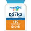Health4All Kids Vitamin D3 + K2 180 Chewable Tablets 6 Months Supply, 600iu D3 & 55mcg K2 MK-7 for Children 4+, Natural Orange Flavour, Sugar-Free | Made in UK (Not Gummies) view 1