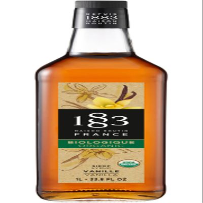 1883 Maison Routin Premium Organic Vanilla Syrup Made with Organic Cane Sugar for Coffee, Lattes & Desserts - Diet Friendly - 1L Glass Bottle