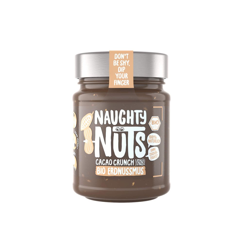NAUGHTY NUTS Bio Peanut Butter Cacao Crunch | Vegan peanut butter | 100% Natural | Without palm oil & sugar | Ideal as a topping for muesli 250 g