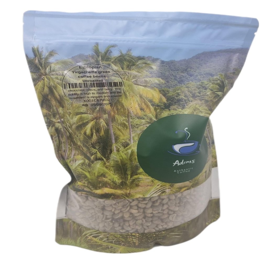Adems ethiopian green beans coffee premium unroasted beans for home and business roasting (Yirgacheffe)