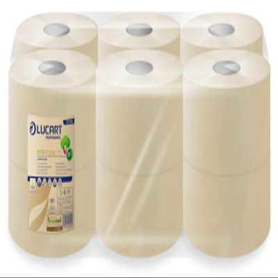 LUCART Jumbo Toilet Paper 750 Sheets Ecolabel Pack of 12 Rolls Havana