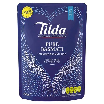 Tilda Pure Basmati Steamed Basmati Rice, 6 x 250g