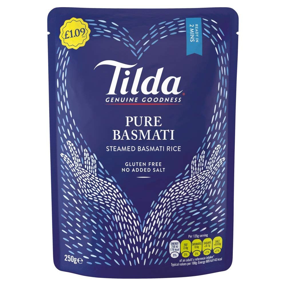 Tilda Pure Basmati Steamed Basmati Rice, 6 x 250g