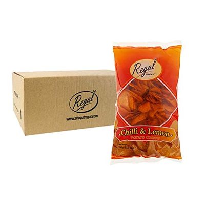 Regal Food Chilli & Lemon Crisps Pack of 7 - Potato Crisp - Snack On The Go - Potato Chips - Crispy & Crunchy - Everyday Snacks - Family Snack - Spicy Snack