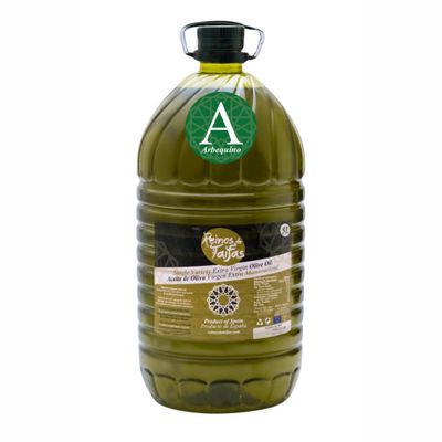 Reinos de Taifas Extra Virgin Olive Oil  single variety from Andalucia Spain, olive oil high polyphenols with low acidity, unfiltered evoo for cooking frying dressing shots drinking (5L, Arbequina)