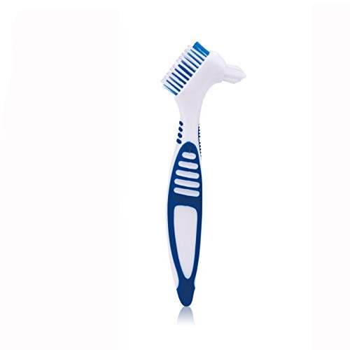 Denture Brush 1/2Pcs,Portable Double Head Denture Brush Set 4 Colors Brushes with Multi-Layered Bristles and Dual Angled Brush Heads