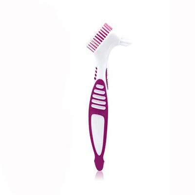 Denture Brush 1/2Pcs,Portable Double Head Denture Brush Set 4 Colors Brushes with Multi-Layered Bristles and Dual Angled Brush Heads