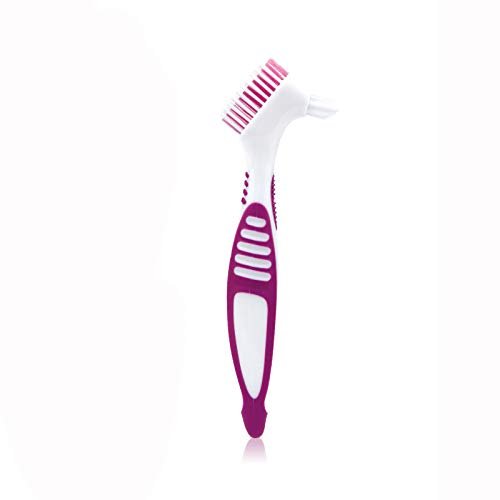 Denture Brush 1/2Pcs,Portable Double Head Denture Brush Set 4 Colors Brushes with Multi-Layered Bristles and Dual Angled Brush Heads