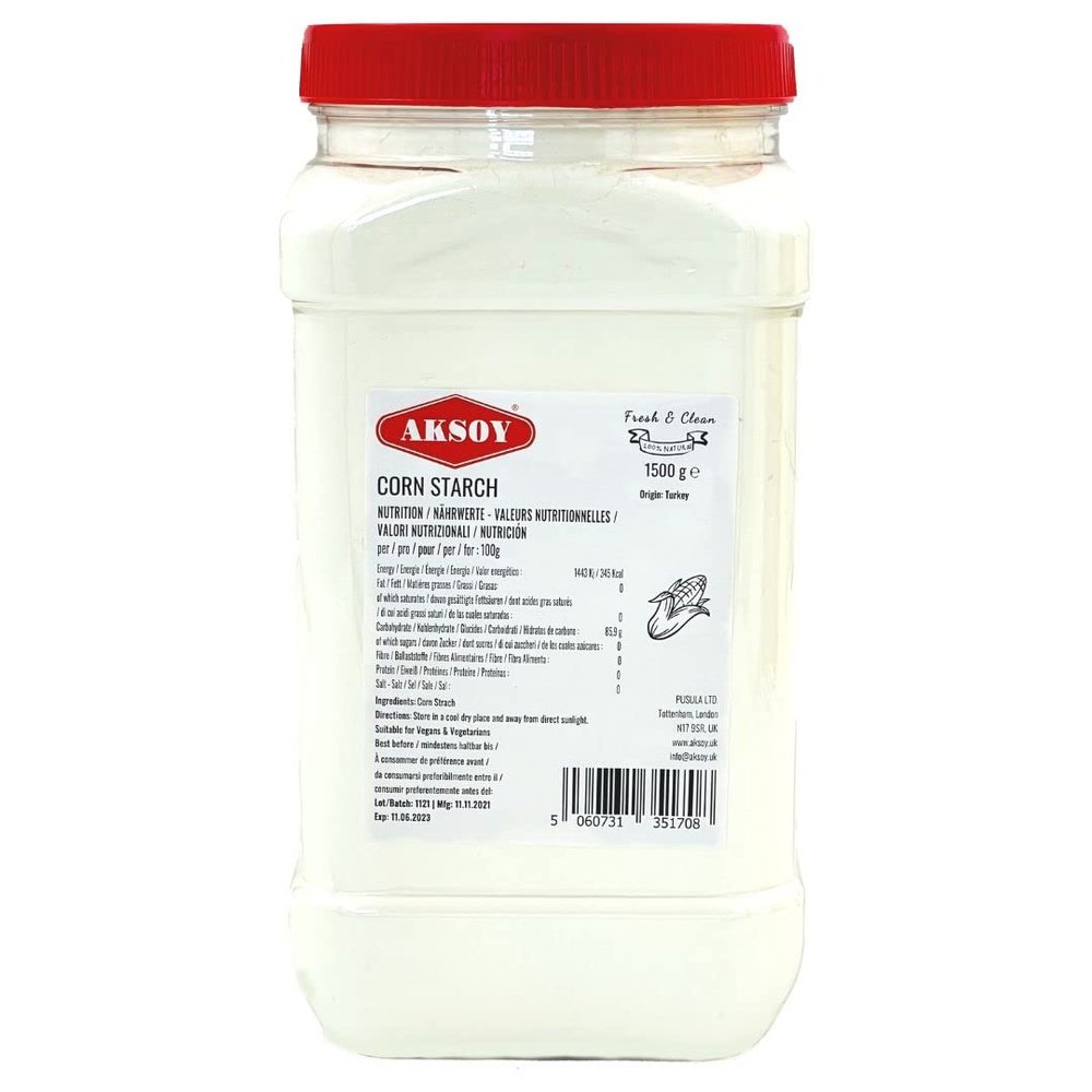 Aksoy Quality Corn Starch 1.5KG | Natural, Pure, and Finely Ground, Ideal for Cooking, Baking, and Desserts with Perfect Results, Essential for Every Recipe!