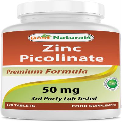 Best Naturals Zinc 50mg Supplements (as Zinc Picolinate) - Zinc Vitamins for Adults Immune Support - 120 Tablets