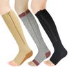 3 Pairs Zipper Compression Socks for Women 20-30 mmHg Open Toe Firm Support Graduated Varicose Veins Knee High Stockings Hosiery for Edema, Swollen, Pregnancy, Recovery view 1