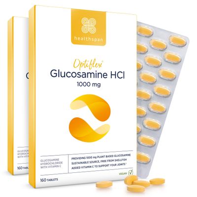 Healthspan Optiflex Glucosamine 1,000mg with Vitamin C | Joint Health | 40% More Glucosamine Per Gram | Sustainably Sourced | Vegan (320 Tablets)