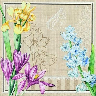 20 Napkins Spring Daffodils Forget Me Not Flowers 33 x 33 cm