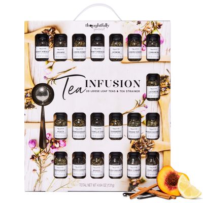 Thoughtfully Gourmet, Tea Infusion Kit Gift Set, Includes 20 Uniquely Flavoured Loose Leaf Teas And Tea Infuser, Pack of 20