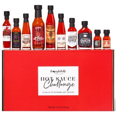 Thoughtfully Gourmet, Hot Sauce Challenge Gift Set, Includes Spicy Hot Sauces for a Hot Sauce Challenge, Pack of 10
