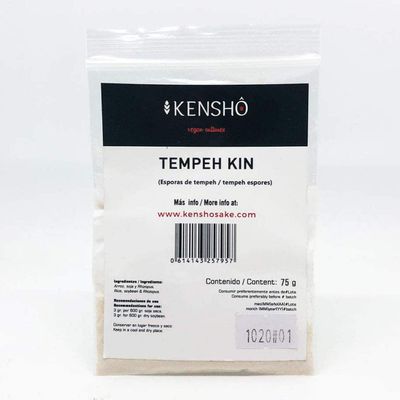 Kensho | Tempeh-Kin 75 gr. | Initiator for Tempeh | Cooking Tempeh | Fermented Soybean Seed | Superfood with More Fiber, Vitamins, Enzymes and Amino Acids Than Tofu | Asian Recipes