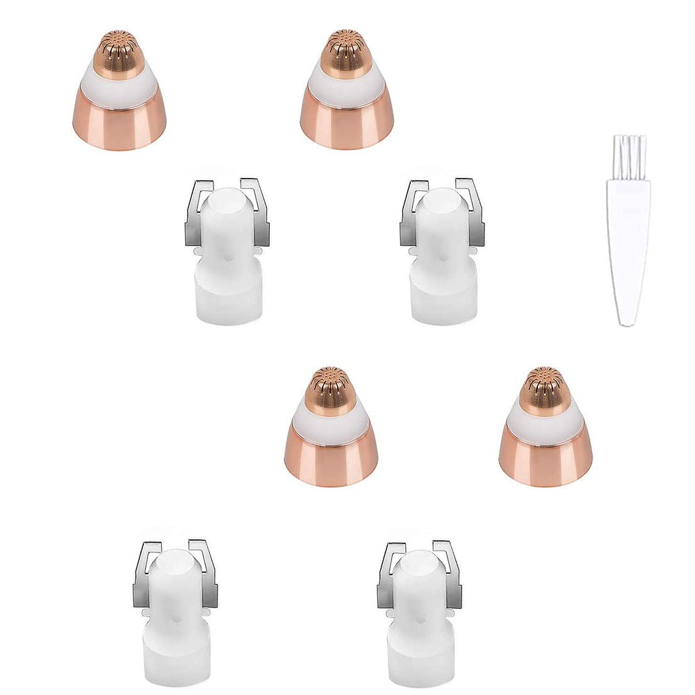 Eyebrow Hair Remover Replacement Heads Compatible with Finishing Touch Flawless Facial Hair Removal Tool for Women Smooth Finishing, with Cleaning Brush, Rose Gold (4 Pcs)