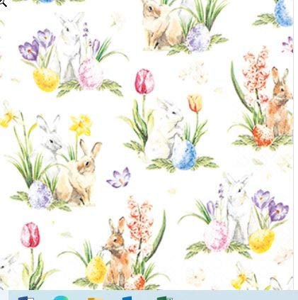 Paper+Design Pack of 20 Easter bunnies in the meadow 33 x 33 cm napkins, 3-ply, printed, paper