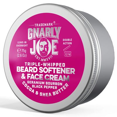 Gnarly Joe Beard Softener & Face Cream - 85ml Beard Softener for Men with Triple-Whipped Cocoa & Shea Butter - Natural Beard Moisturiser, Conditioner & Cream - Geranium & Black Pepper Scent - UK Made