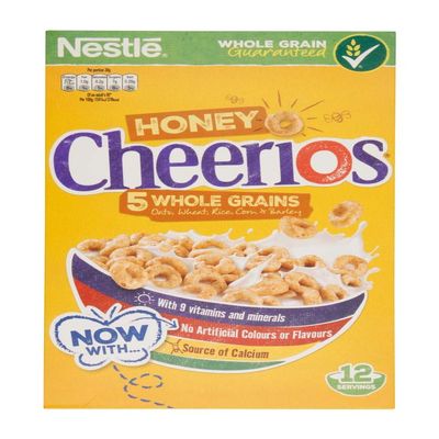 Nestl Cereals - Cheerios Breakfast Cereal - Honey Hoops Made With Oats, Wheat and Barley - High Fibre, No Added Sugar - 370g