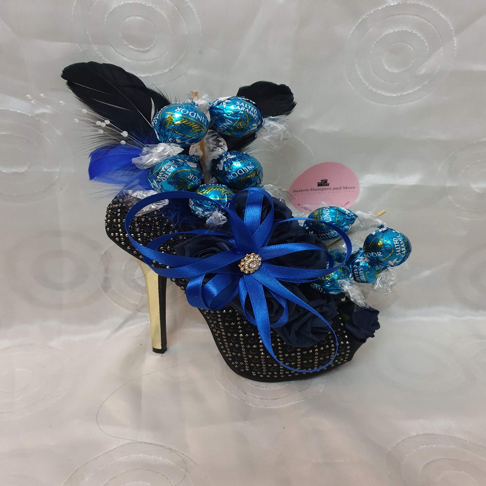 Baskets Hampers and More Chocolate Bouquet Stunning Heel Dark Blue Salted Caramel Sweet Gift Hamper