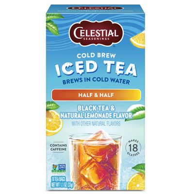 Cold Brew Iced Tea, Half & Half Black Tea with Natural Lemonade, 18 Tea Bags, 1.1 oz (33 g), Celestial Seasonings