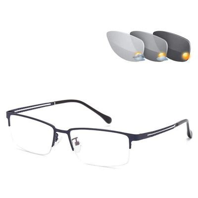 Progressive Photochromic Multifocal Reading Glasses, Near and Farsighted Reading Glasses, Men's and Women's Sunglasses,Blue,+1.50