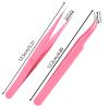 AIEX 2 x Russian Volume Tweezers, Stainless Steel Eyelash Extension Tweezers with Straight and Curved Tip (Pink) view 2
