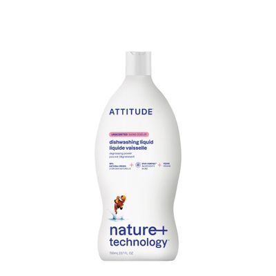 ATTITUDE Washing Up Liquid, EWG Verified, Plant-Based & Vegan Dish Soap, Naturally Derived, Unscented, 700 mL