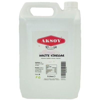 Aksoy Distilled White Spirit Vinegar 5L | Ideal for Cleaning, Pickling, Marinating, Cooking & Natural Weed Control  Multi-Purpose, Descaling & Odour Removal