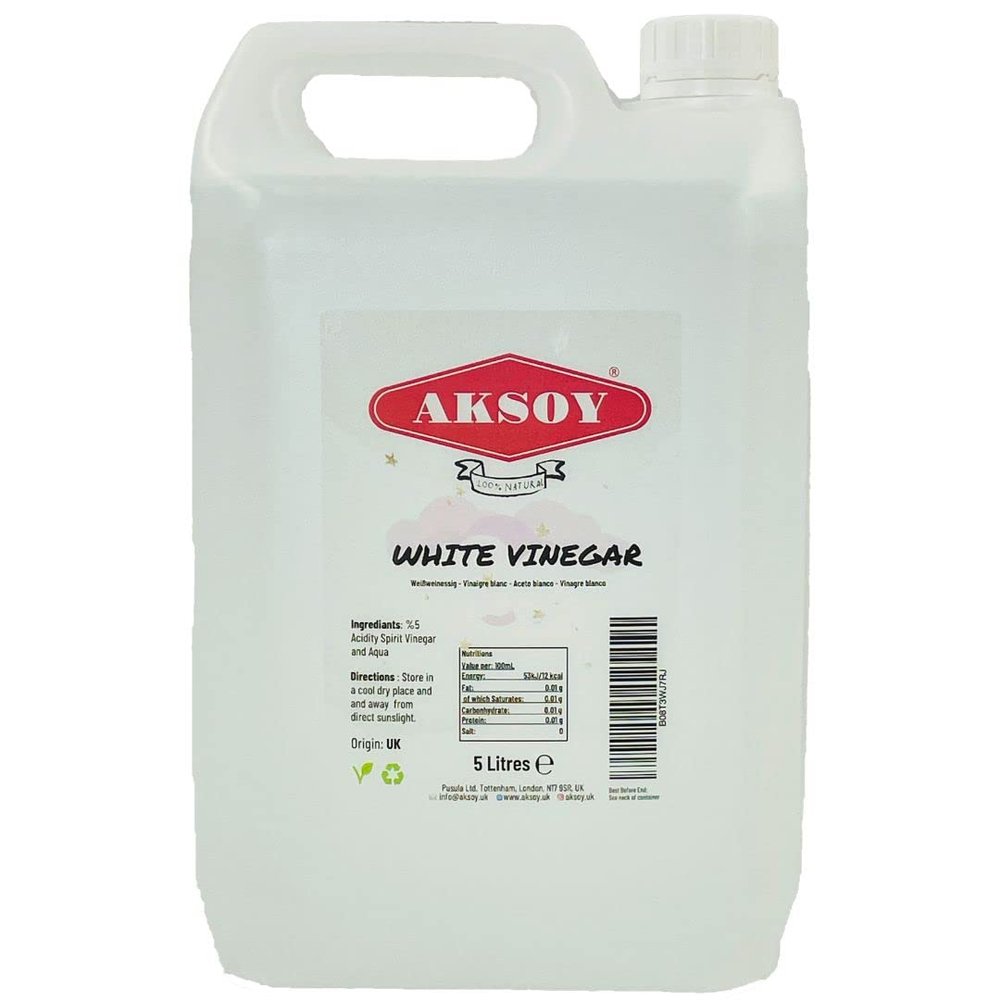 Aksoy Distilled White Spirit Vinegar 5L | Ideal for Cleaning, Pickling, Marinating, Cooking & Natural Weed Control  Multi-Purpose, Descaling & Odour Removal