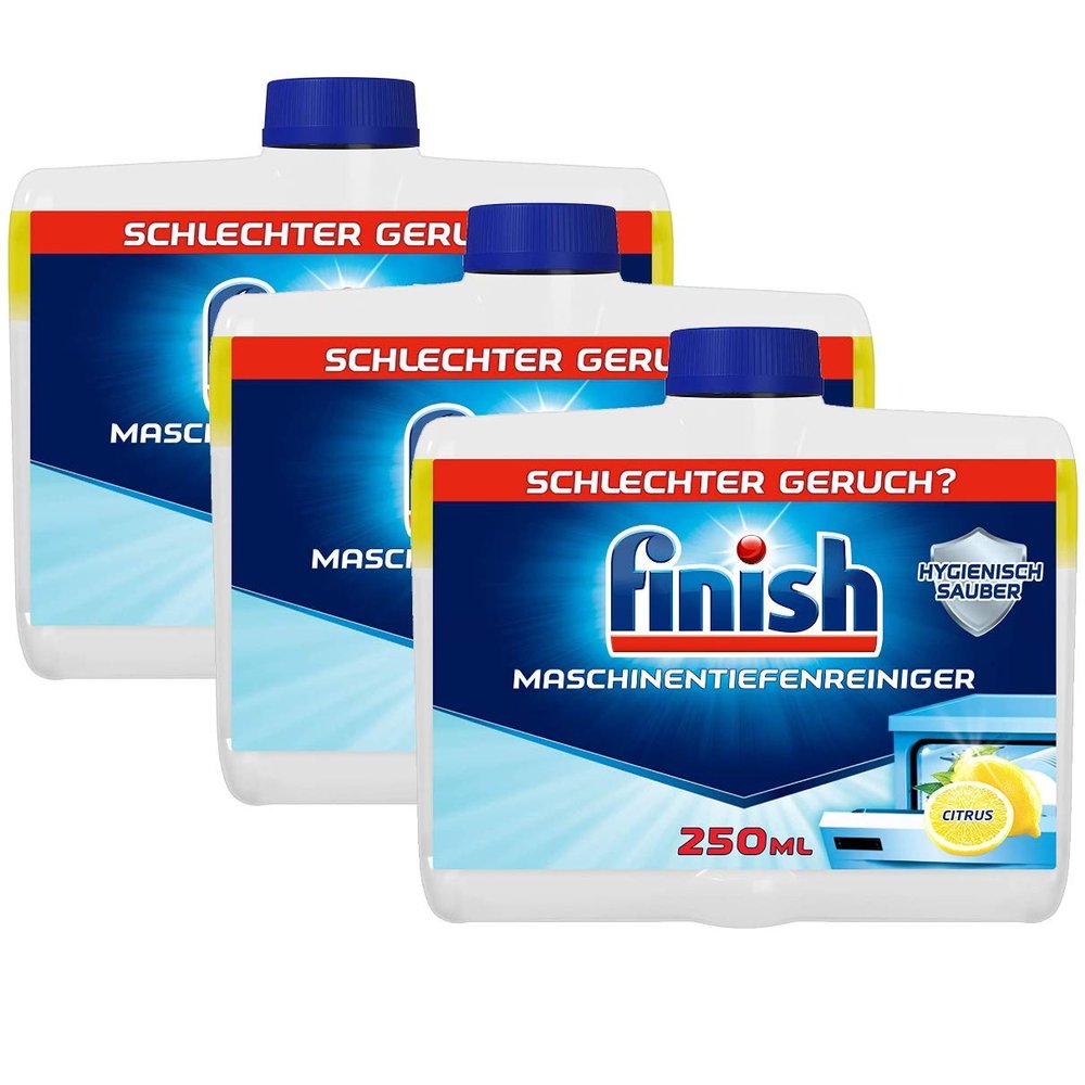 Finish Machine Deep Cleaner Citrus - Liquid Machine Cleaner Against Limescale and Grease for a Clean Dishwasher - Pack of 3 (3 x 250 ml)