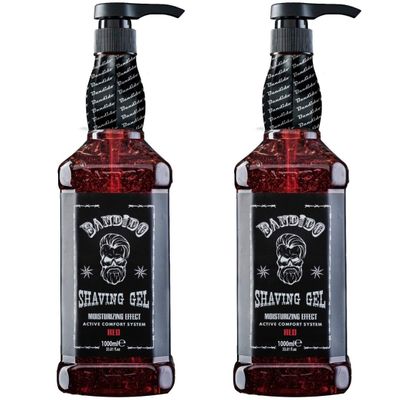 Bandido Shaving Gel Men Red Set of 2 (2 x 1000 ml) Blue Transparent Men's Shaving Gel Non-Foaming Precise Shaving of Beard Contours Can Be Used with Any Razor Blade Men (Red 2 x 1000 ml)