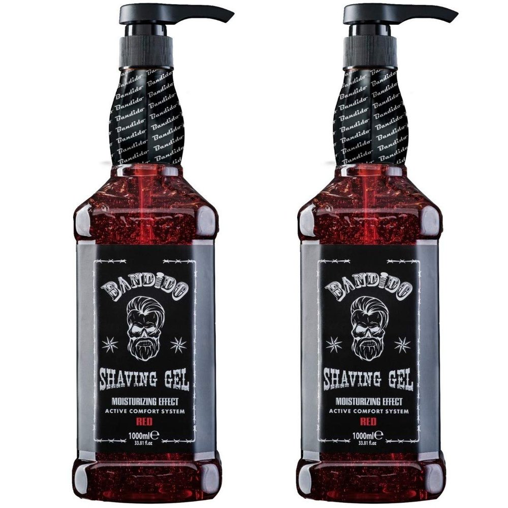 Bandido Shaving Gel Men Red Set of 2 (2 x 1000 ml) Blue Transparent Men's Shaving Gel Non-Foaming Precise Shaving of Beard Contours Can Be Used with Any Razor Blade Men (Red 2 x 1000 ml)