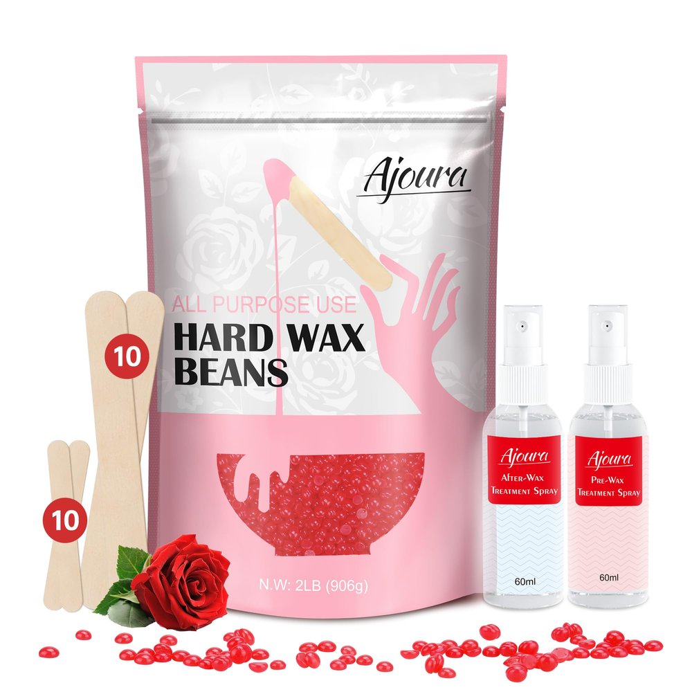 2LB Wax Beads for Hair Removal, Ajoura Hard Wax Beans (32oz) All In One Body Formula Brazilian Wax for Eyebrow, Facial, Bikini, Legs, Armpit, Back and Chest, Perfect Refill for Any Wax Warmer