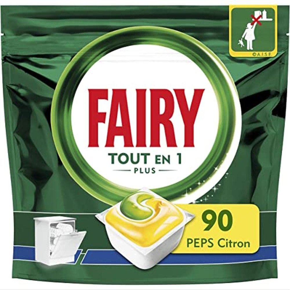 Fairy All-in-1 Plus Dishwasher Tablets, 90 Tablets, Lemon Peps, Challenges The Toughest Stains