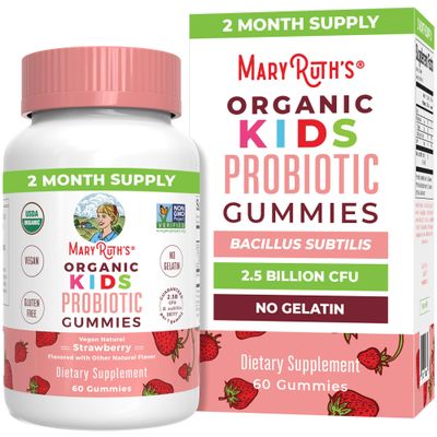 MaryRuth Organics, Kids Probio Gummies, Strawberry Flavor, for Kids, 60 Vegan Gummies, Vegetarian, Gluten-Free, Soy-Free, Non-GMO