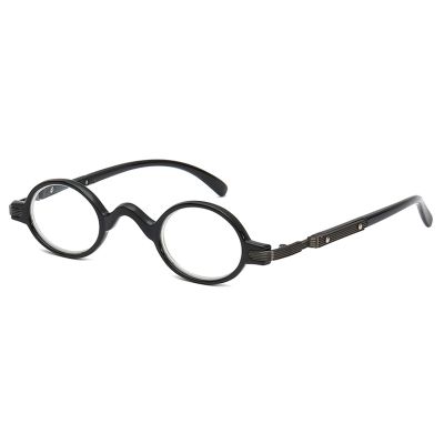 huateng Small Frame Personality Reading Glasses for Women Men Fashion Round Frame with Spring Hinge Diopter Magnifier Presbyopic Glasses +1.0 to +3.5