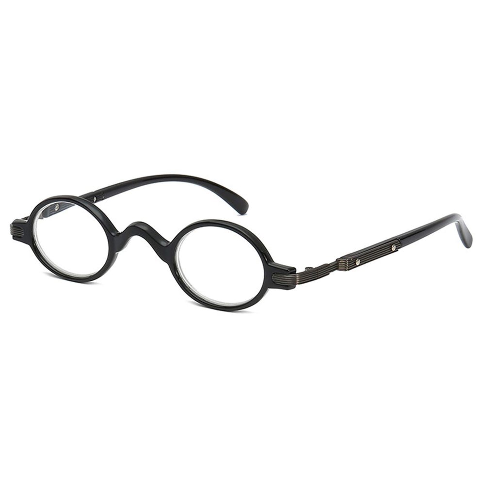 huateng Small Frame Personality Reading Glasses for Women Men Fashion Round Frame with Spring Hinge Diopter Magnifier Presbyopic Glasses +1.0 to +3.5