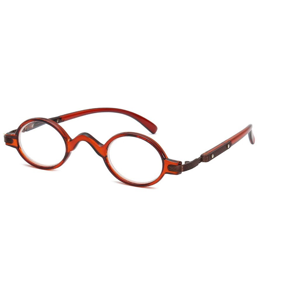 huateng Small Frame Personality Reading Glasses for Women Men Fashion Round Frame with Spring Hinge Diopter Magnifier Presbyopic Glasses +1.0 to +3.5