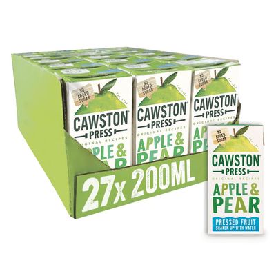 Cawston Press, Apple Pear Kids Fruit Water Cartons 200ml Pack of, 1 count, (Pack of 27)