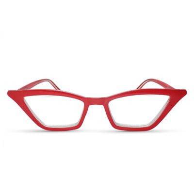 2SeeLife Premium Cat Eye Reading Glasses for Women Narrow-Medium Fit, Sturdy Frame, Spring Hinges, Stylish Funky Readers, Red, +4.00