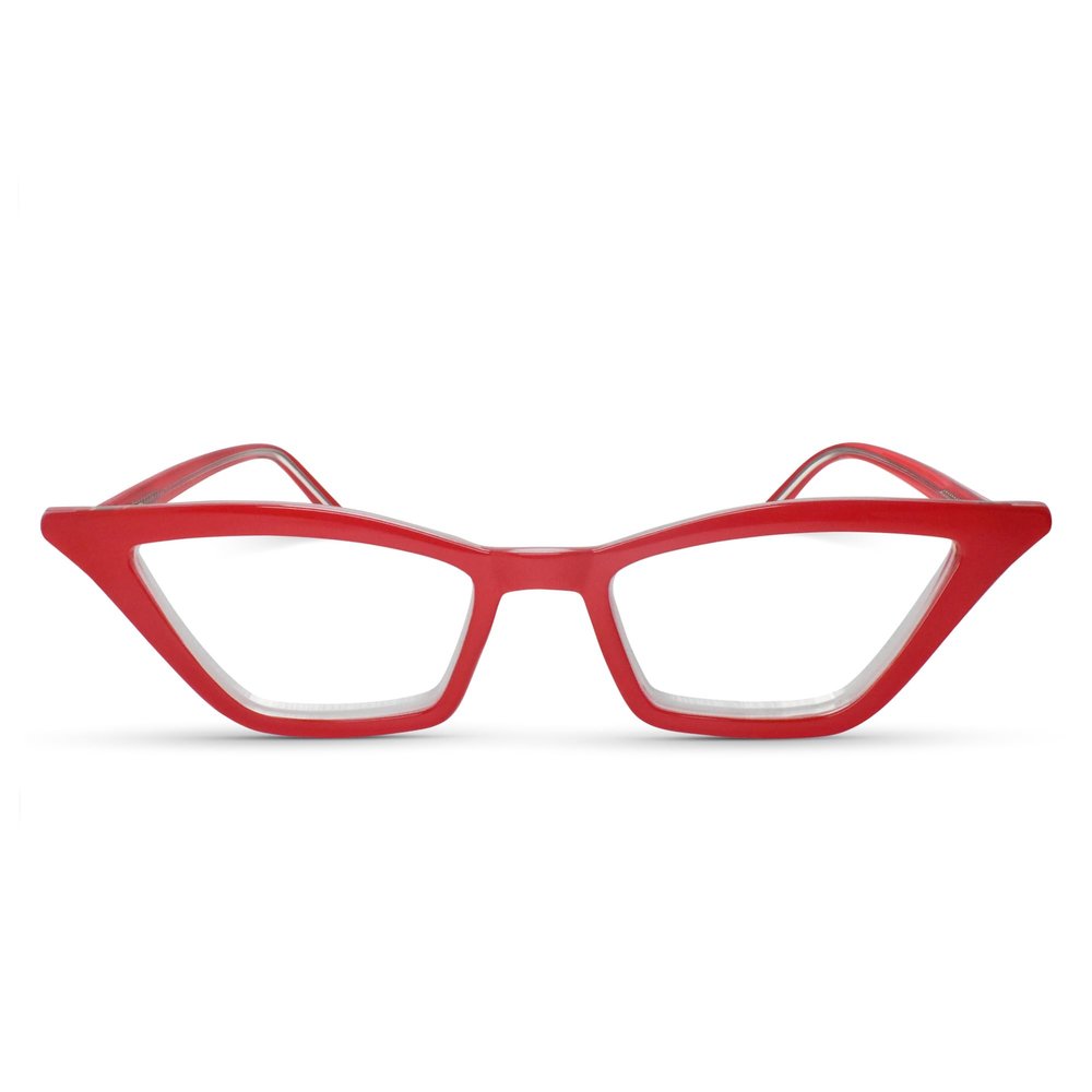 2SeeLife Premium Cat Eye Reading Glasses for Women Narrow-Medium Fit, Sturdy Frame, Spring Hinges, Stylish Funky Readers, Red, +4.00