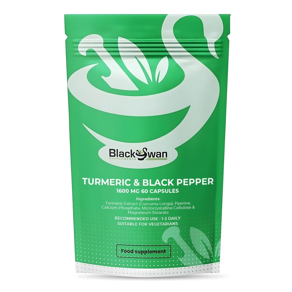 Black Swan Turmeric & Black Pepper Capsule - 1600mg Antioxidant Formula Anti Inflammatory Properties Digestive Health Heart Wellness Natural Supplement - 60 Caps 2 Month Supply