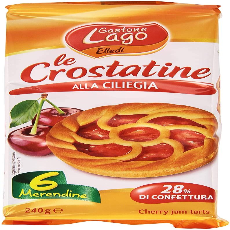 Gastone Lago Crostatine Confettura Di Ciliegia Snack Dolce 3 Pezzi Da 240 Gr