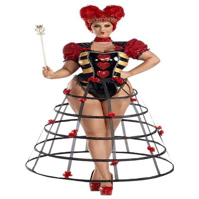 Party King Women's Plus Size Caged Heart Queen Costume Adult, Black/Red, 1x