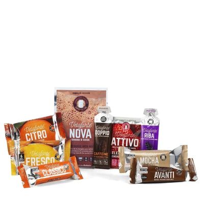 Veloforte Natural Fast Release Dual Source Carbs Energy 9 Pack, Bars, Gels, Chews, Recovery Shake & Electrolyte Powder for Cycling, Running, Marathon & Triathlon, Electrolytes, Gluten Free & Vegan