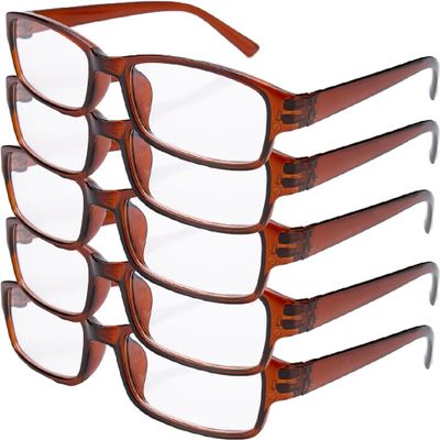4sold The Reading Glasses Slim Readers Value 5 Pack Mens Womens Brown +1.50